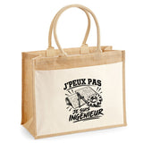 Sac Cabas Jute avec Poche J’peux pas je suis Ingénieur