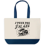 Grand Sac Cabas Fond Bleu J’peux pas j’ai 4x4