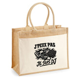 Sac Cabas Jute avec Poche J’peux pas je suis DJ