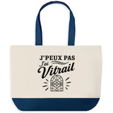 Grand Sac Cabas Fond Bleu J’peux pas j’ai Vitrail