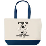 Grand Sac Cabas Fond Bleu J’peux pas je préfère mon Sacré de Birmanie