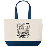 Grand Sac Cabas Fond Bleu J’peux pas je pars en Camargue