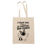 Tote Bag Beige J’peux pas je préfère mon Siamois