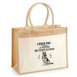 Sac Cabas Jute avec Poche J’peux pas je préfère mon Berger Allemand