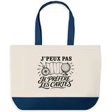 Grand Sac Cabas Fond Bleu J’peux pas je préfère les Cartes