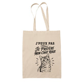 Tote Bag Beige J’peux pas je préfère mon Chat roux