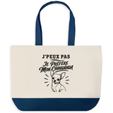 Grand Sac Cabas Fond Bleu J’peux pas je préfère mon Chihuahua