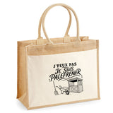 Sac Cabas Jute avec Poche J’peux pas je suis Palefrenier