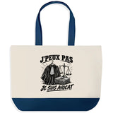 Grand Sac Cabas Fond Bleu J’peux pas je suis Avocat