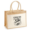 Sac Cabas Jute avec Poche J’peux pas j’ai Ski