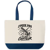 Grand Sac Cabas Fond Bleu J’peux pas je suis Coiffeur