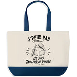 Grand Sac Cabas Fond Bleu J’peux pas je suis Tailleur de pierre