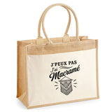 Sac Cabas Jute avec Poche J’peux pas j’ai Macramé