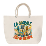 Grand Sac Cabas Beige La chorale c'est ma thérapie