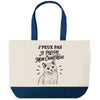 Grand Sac Cabas Fond Bleu J’peux pas je préfère mon Chartreux