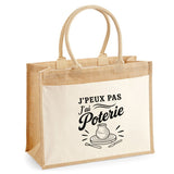Sac Cabas Jute avec Poche J’peux pas j’ai Poterie