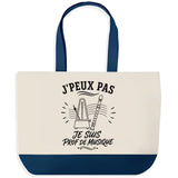 Grand Sac Cabas Fond Bleu J’peux pas je suis Prof de musique