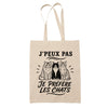 Tote Bag Beige J’peux pas je préfère les Chats