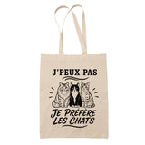 Tote Bag Beige J’peux pas je préfère les Chats