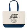 Grand Sac Cabas Fond Bleu J’peux pas je préfère mon Hamster