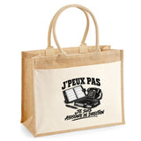 Sac Cabas Jute avec Poche J’peux pas je suis Assistante de direction