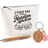 Coffret Cadeau J’peux pas j’ai Natation synchro – natation synchronisée – Trousse, stylo bambou et porte-clés