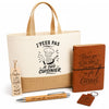 Coffret Cadeau J’peux pas je suis Cuisinier – Sac jute, carnet, stylo, porte-clés et marque-page