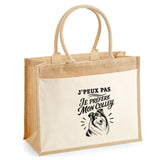 Sac Cabas Jute avec Poche J’peux pas je préfère mon Colley