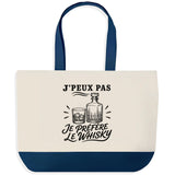 Grand Sac Cabas Fond Bleu J’peux pas je préfère le Whisky