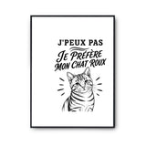 Poster J’peux pas je préfère mon Chat roux