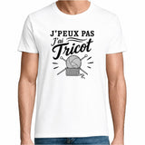 T-shirt Homme Blanc J’peux pas j’ai Tricot