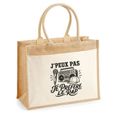 Sac Cabas Jute avec Poche J’peux pas je préfère le Rap