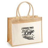 Sac Cabas Jute avec Poche J’peux pas j’ai Luge