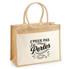Sac Cabas Jute avec Poche J’peux pas j’ai Perles