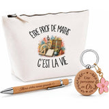 Coffret Cadeau Être prof de maths c'est la vie – Trousse, stylo bambou et porte-clés