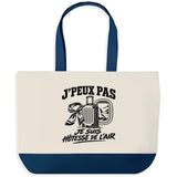 Grand Sac Cabas Fond Bleu J’peux pas je suis Hôtesse de l’air