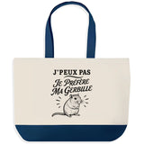 Grand Sac Cabas Fond Bleu J’peux pas je préfère ma Gerbille