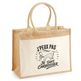 Sac Cabas Jute avec Poche J’peux pas je suis Carrossier