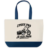 Grand Sac Cabas Fond Bleu J’peux pas je suis Papa