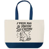 Grand Sac Cabas Fond Bleu J’peux pas je préfère les Castors