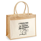 Sac Cabas Jute avec Poche J’peux pas je préfère ma Gerbille