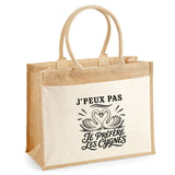 Sac Cabas Jute avec Poche J’peux pas je préfère les Cygnes
