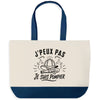 Grand Sac Cabas Fond Bleu J’peux pas je suis Pompier