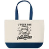 Grand Sac Cabas Fond Bleu J’peux pas je suis Pharmacien