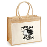Sac Cabas Jute avec Poche J’peux pas je suis Huissier