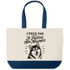 Grand Sac Cabas Fond Bleu J’peux pas je préfère mon Malamute
