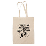 Tote Bag Beige J’peux pas je préfère mon Beagle