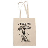 Tote Bag Beige J’peux pas je préfère mon Malinois