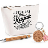 Coffret Cadeau J’peux pas j’ai Kayak – Trousse, stylo bambou et porte-clés
