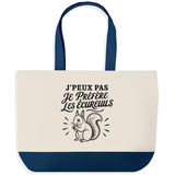 Grand Sac Cabas Fond Bleu J’peux pas je préfère les Écureuils